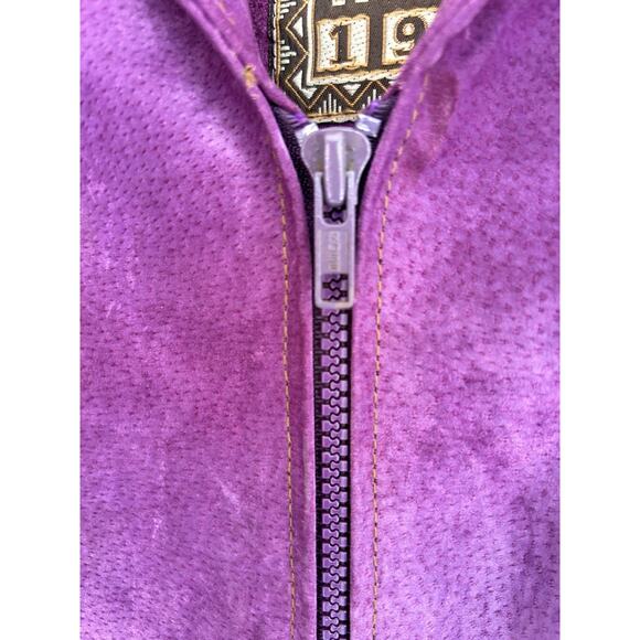 Authentic Winlit 1969 women’s M Purple Suede Jacket W/Hood Zipper Drawstring - Picture 10 of 16